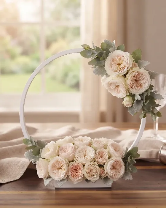 Centros de mesa de aro en madera, decoración para flores artificiales imagen 3