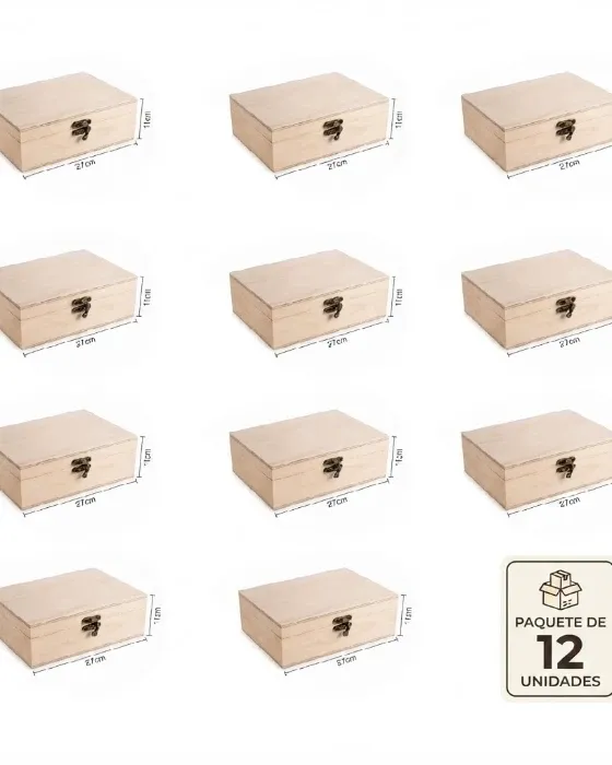  Baúles de Madera Decorativos - Cajas de Almacenamiento a Medida x12 unidades