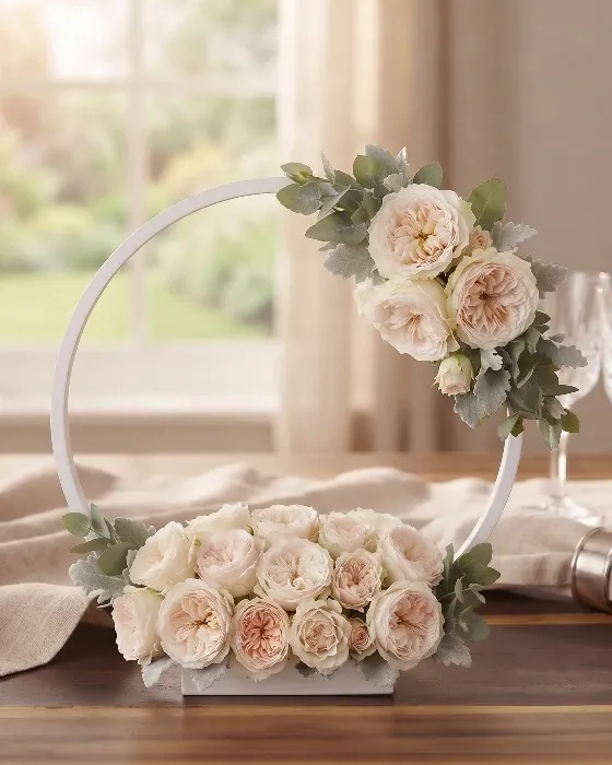 Centros de mesa de aro en madera, decoración para flores artificiales