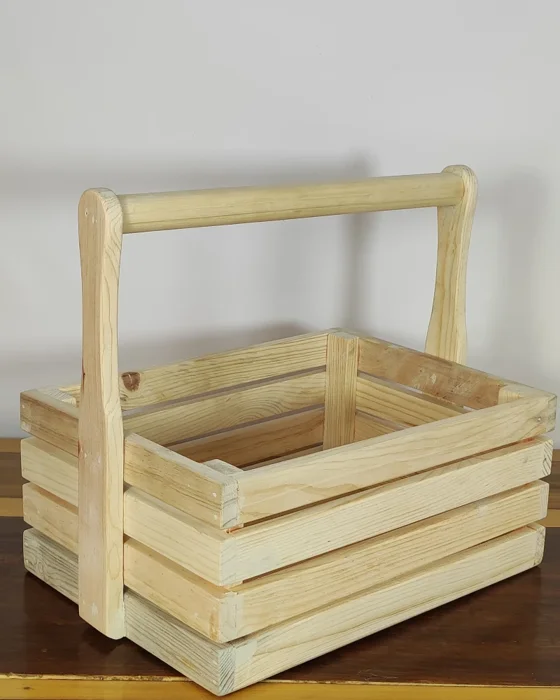 Canasta de Madera de Pino con Agarradero - Ideal para Detalles y Regalos

