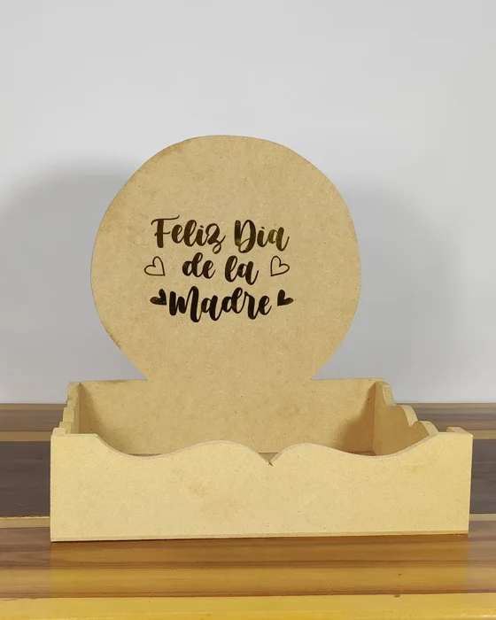 Caja de Madera MDF para Desayunos Sorpresa y Anchetas de Regalo con Tablero en Forma de Corazón