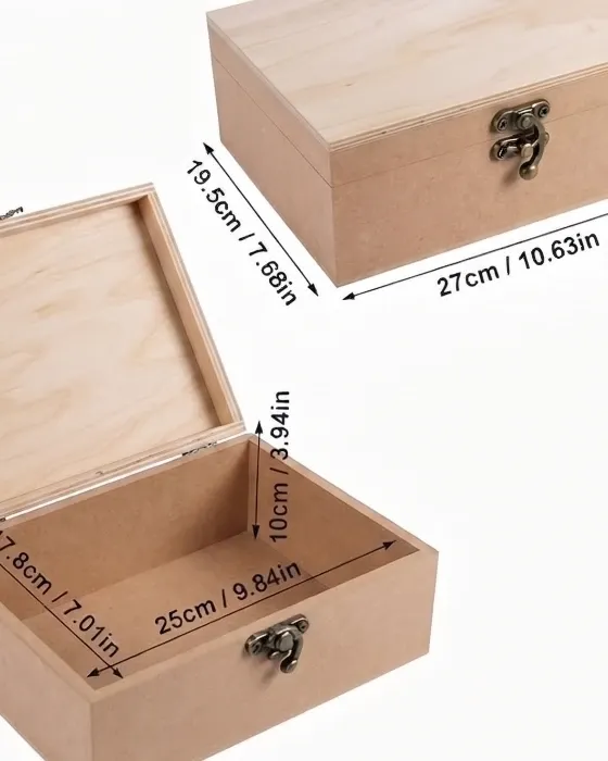 Pack x12 Caja Baúl de MDF con Bisagra y Herraje Envejecido - Lote Mayorista imagen 3